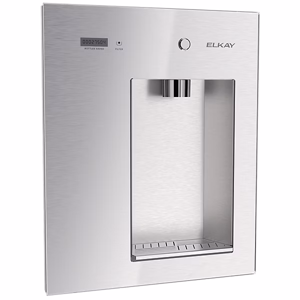 Built-in filtered water dispenser steel gray view 1